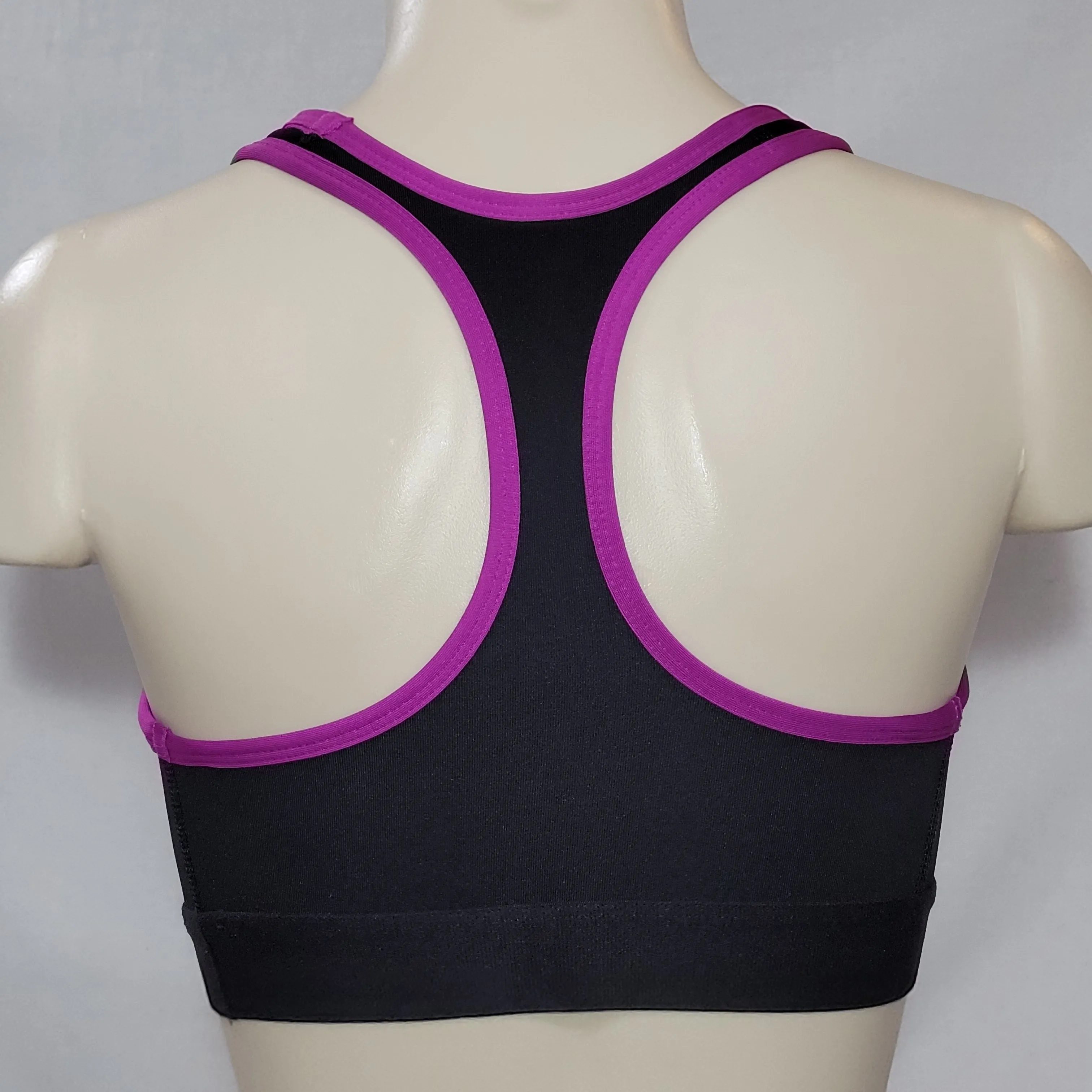 Champion B0791 Removable Cup Wire Free Sports Bra LARGE Black & Purple