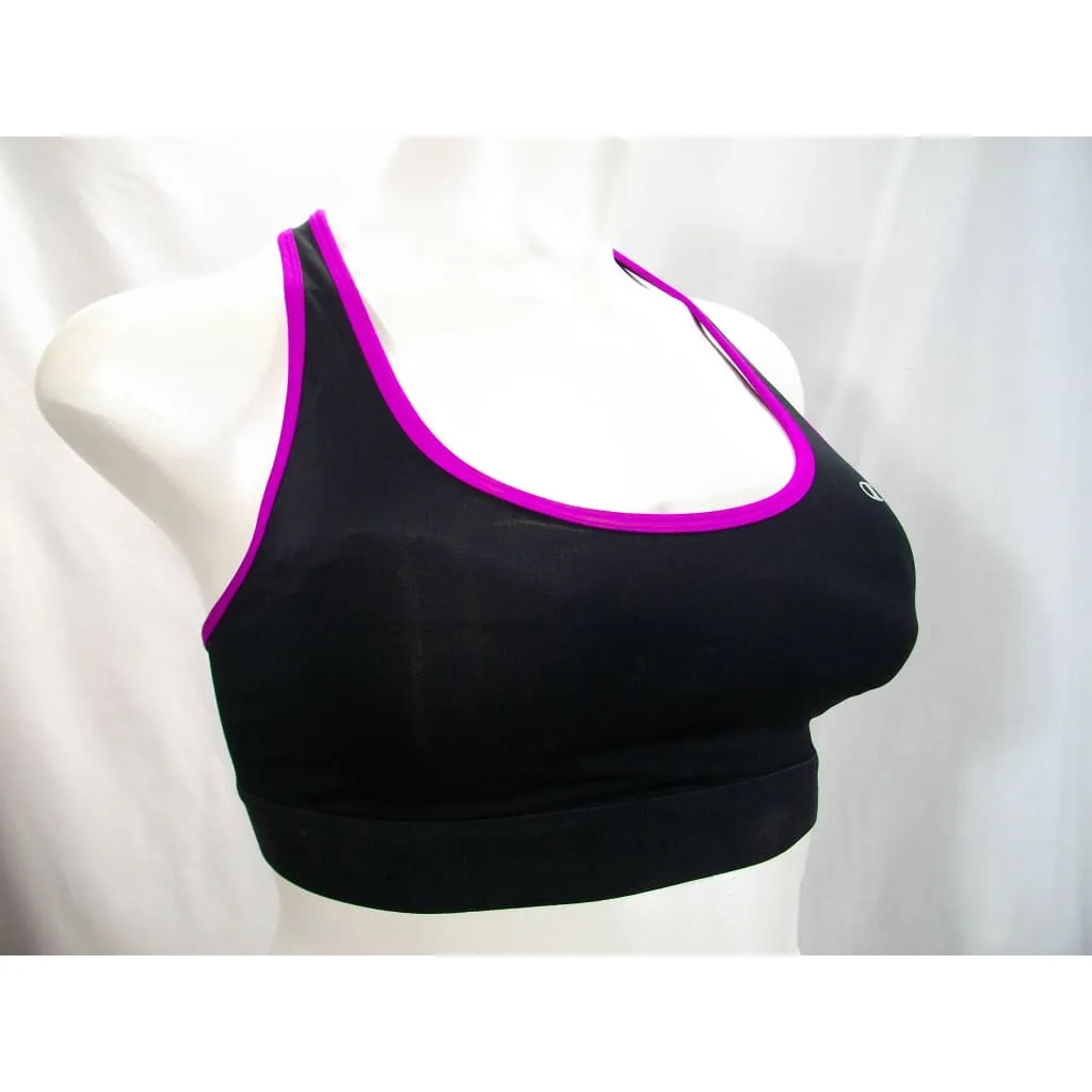 Champion B0791 Removable Cup Wire Free Sports Bra LARGE Black & Purple