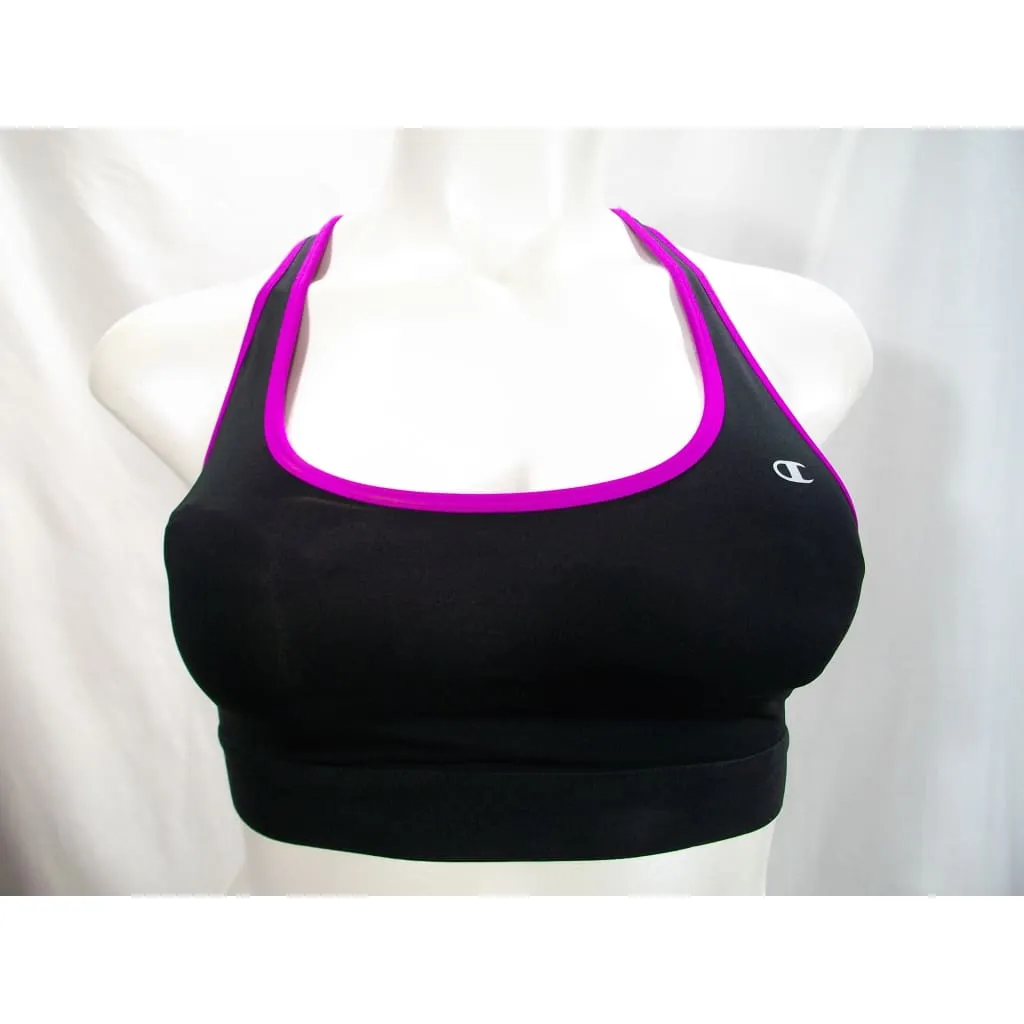 Champion B0791 Removable Cup Wire Free Sports Bra LARGE Black & Purple