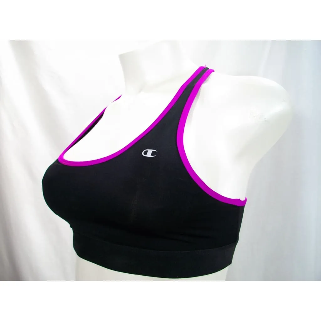 Champion B0791 Removable Cup Wire Free Sports Bra LARGE Black & Purple