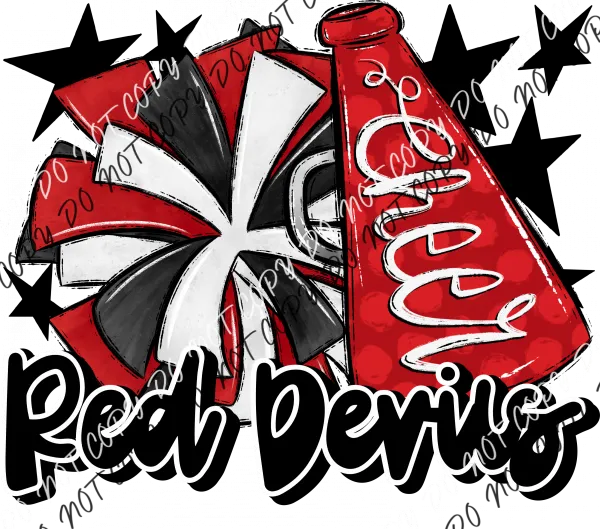 Cheer Mascot Red Devils Red and Black DTF Transfer