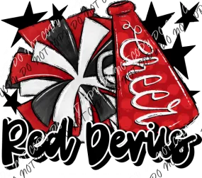 Cheer Mascot Red Devils Red and Black DTF Transfer