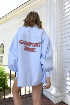 COMFORT ZONE BLUE STRIPE OVERSIZED SHIRT