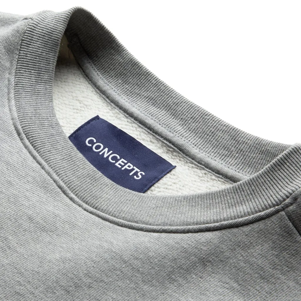 Concepts Leather Patch Crewneck (Heather Grey)