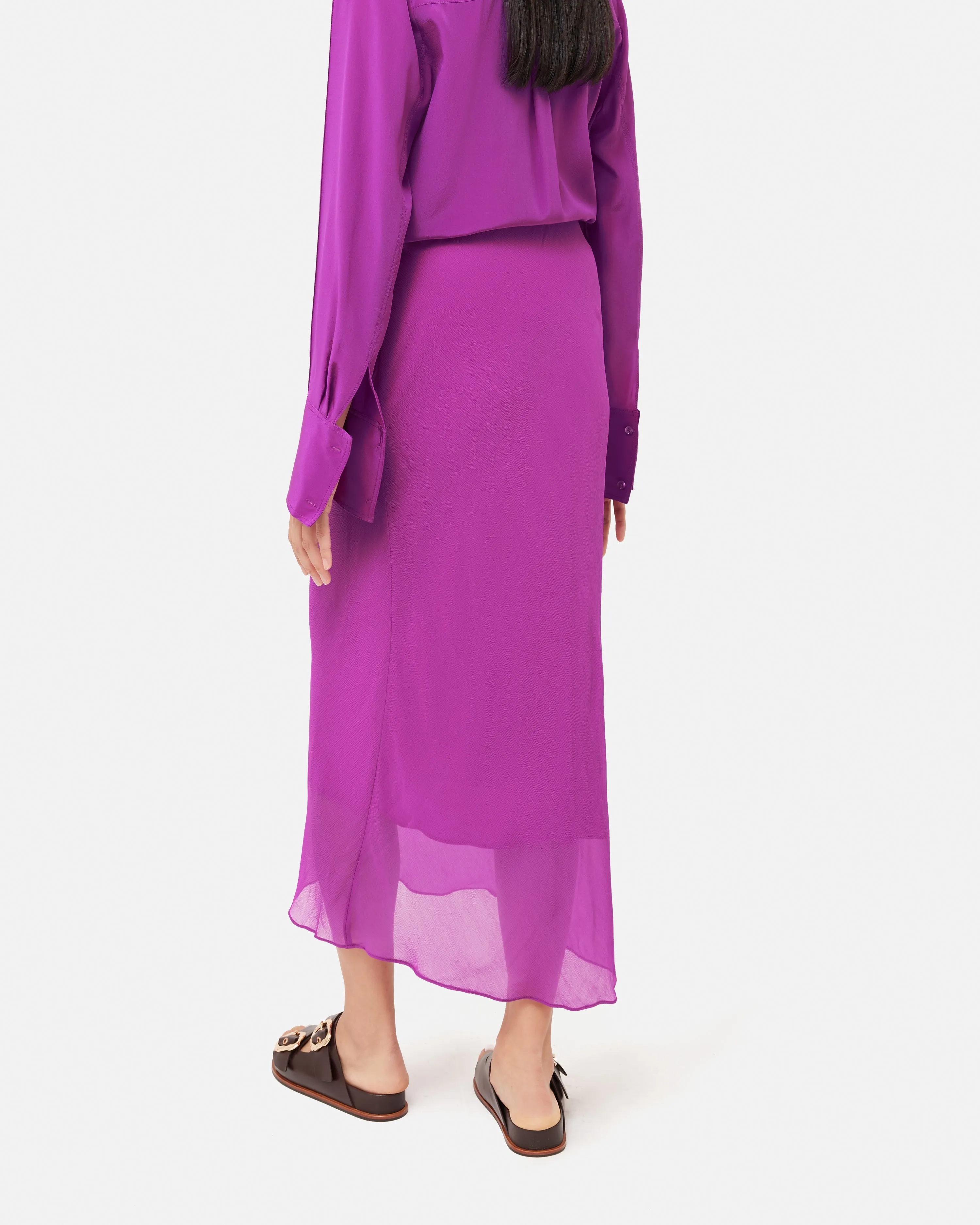 Crinkle Bias Maxi Skirt | Purple Orchid