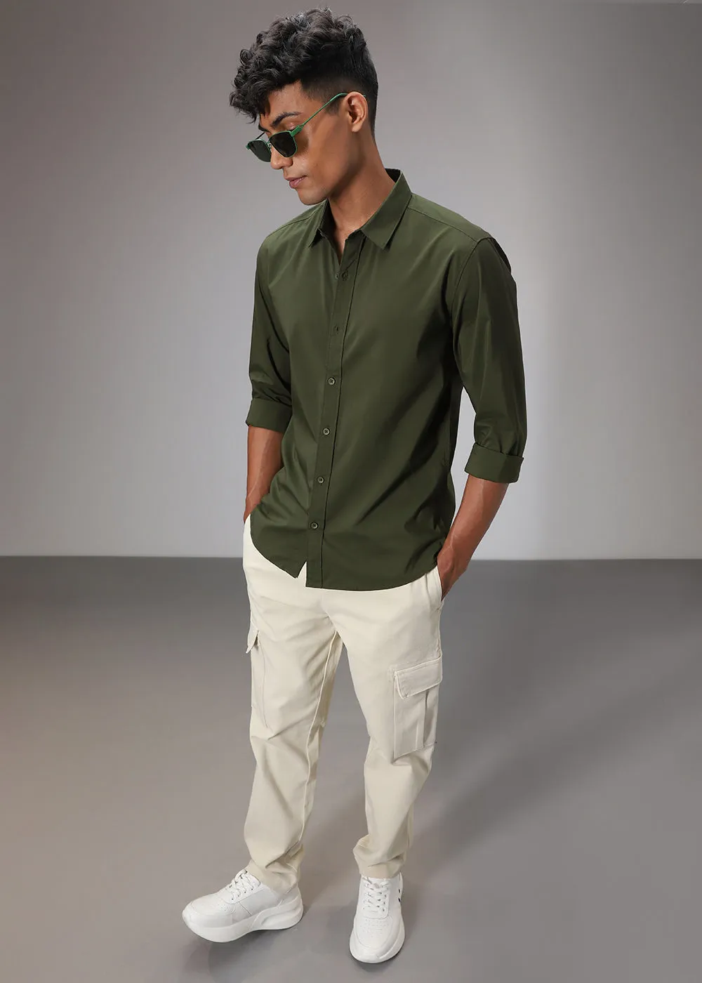 Dark Olive Cotton Shirt