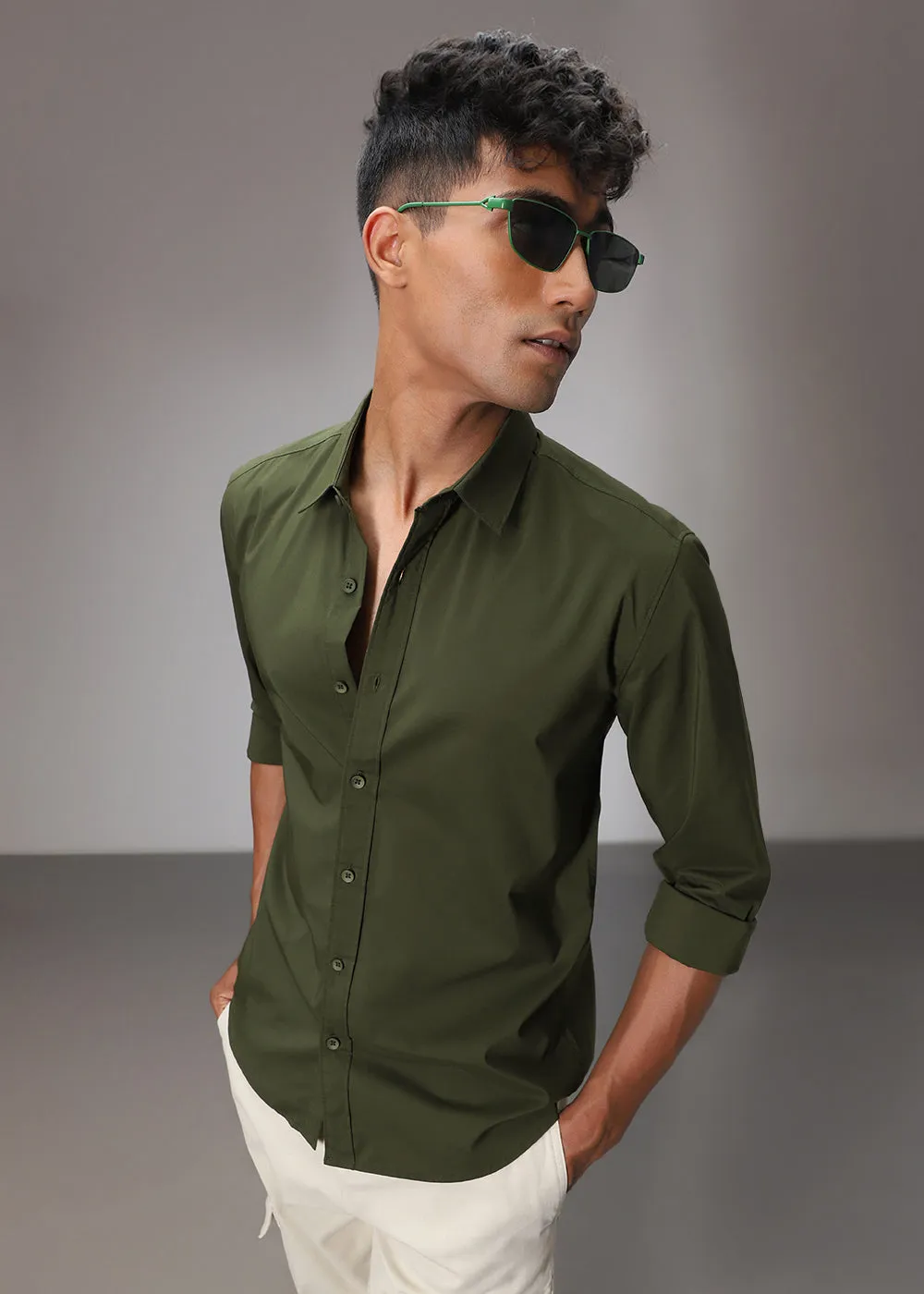 Dark Olive Cotton Shirt