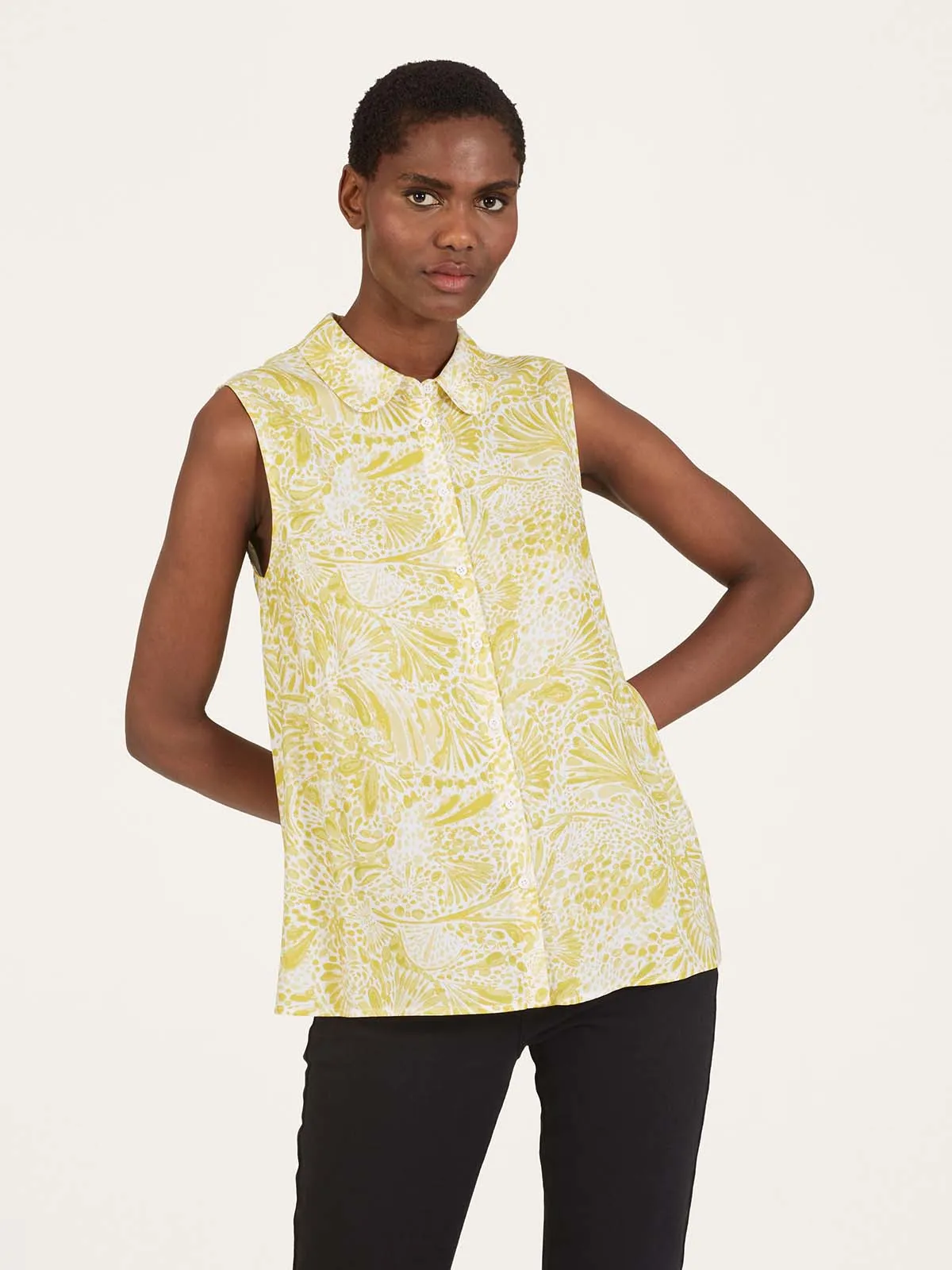 Delilah Tencel™ Crepe Sleeveless Blouse - Yellow