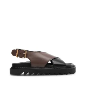 Diana Black Brown Leather Chunky Sandals