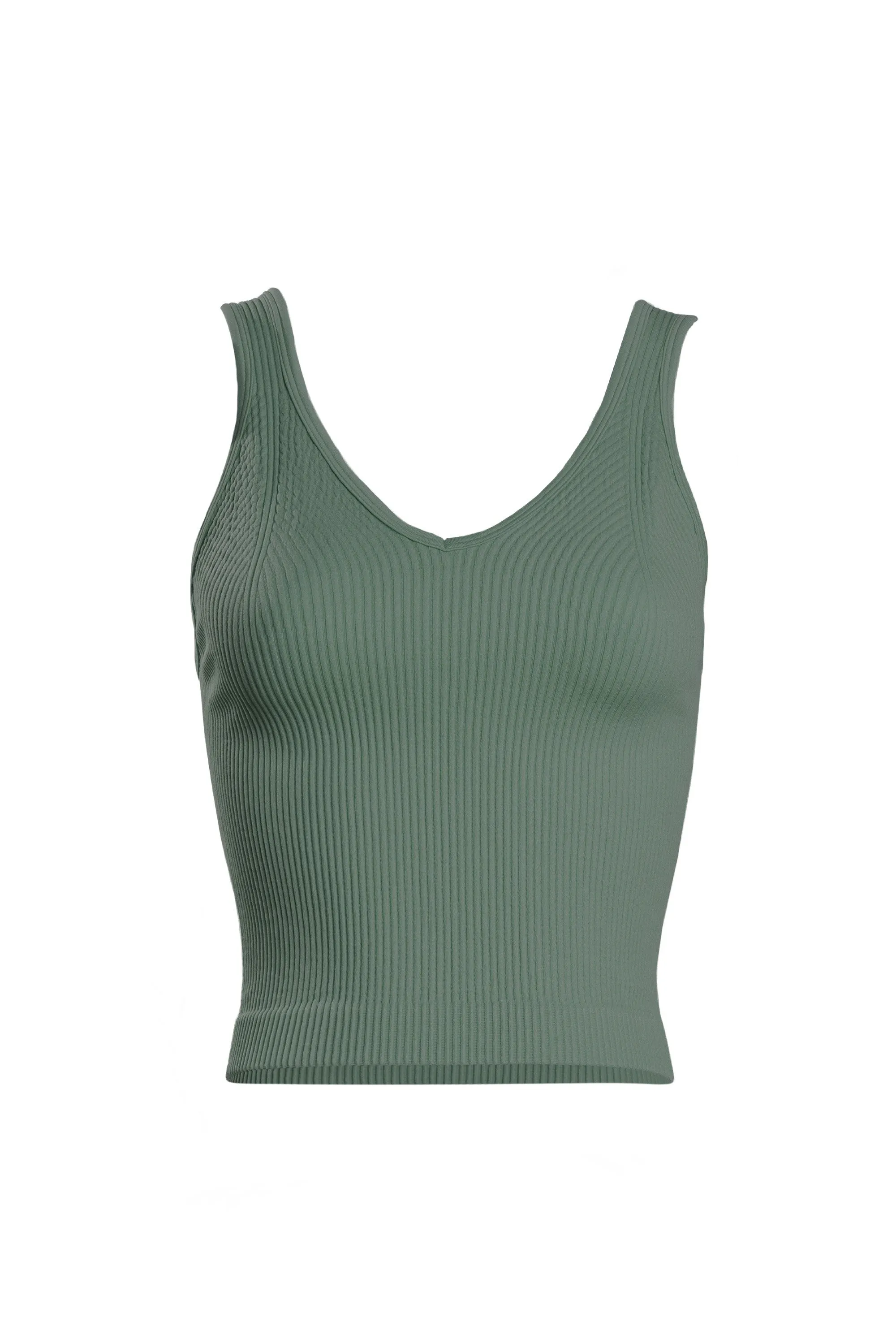 Dynamic V Neck Ribbed Crop Tank - 4 Colors