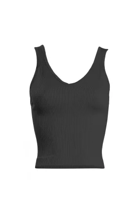 Dynamic V Neck Ribbed Crop Tank - 4 Colors