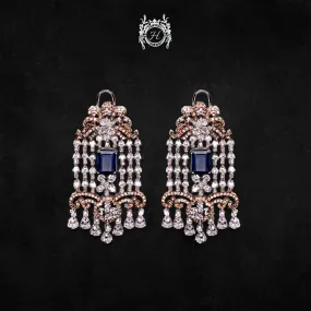 Earrings in Blue Onyx and Zircons