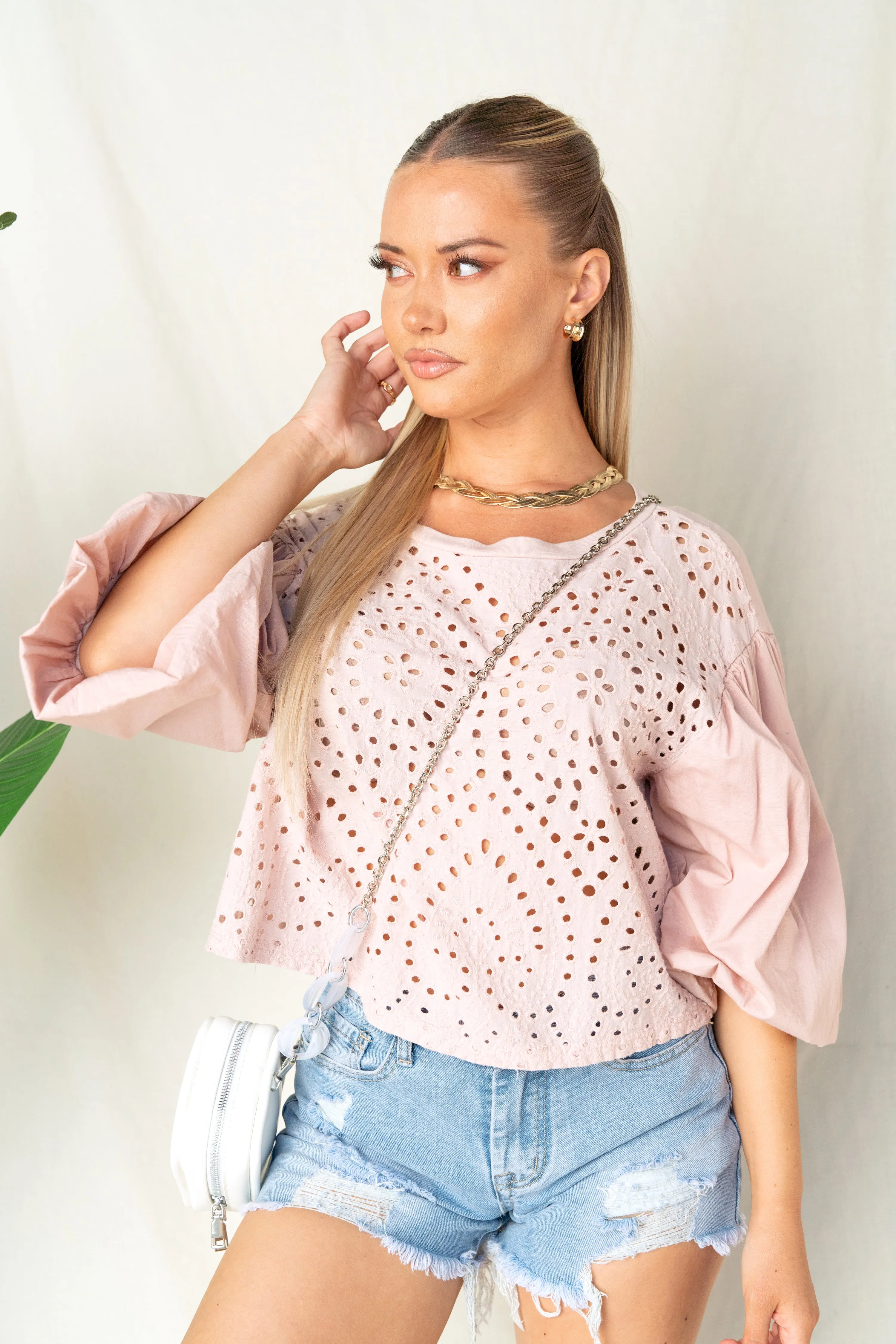 Eyelet Puff Sleeve Top