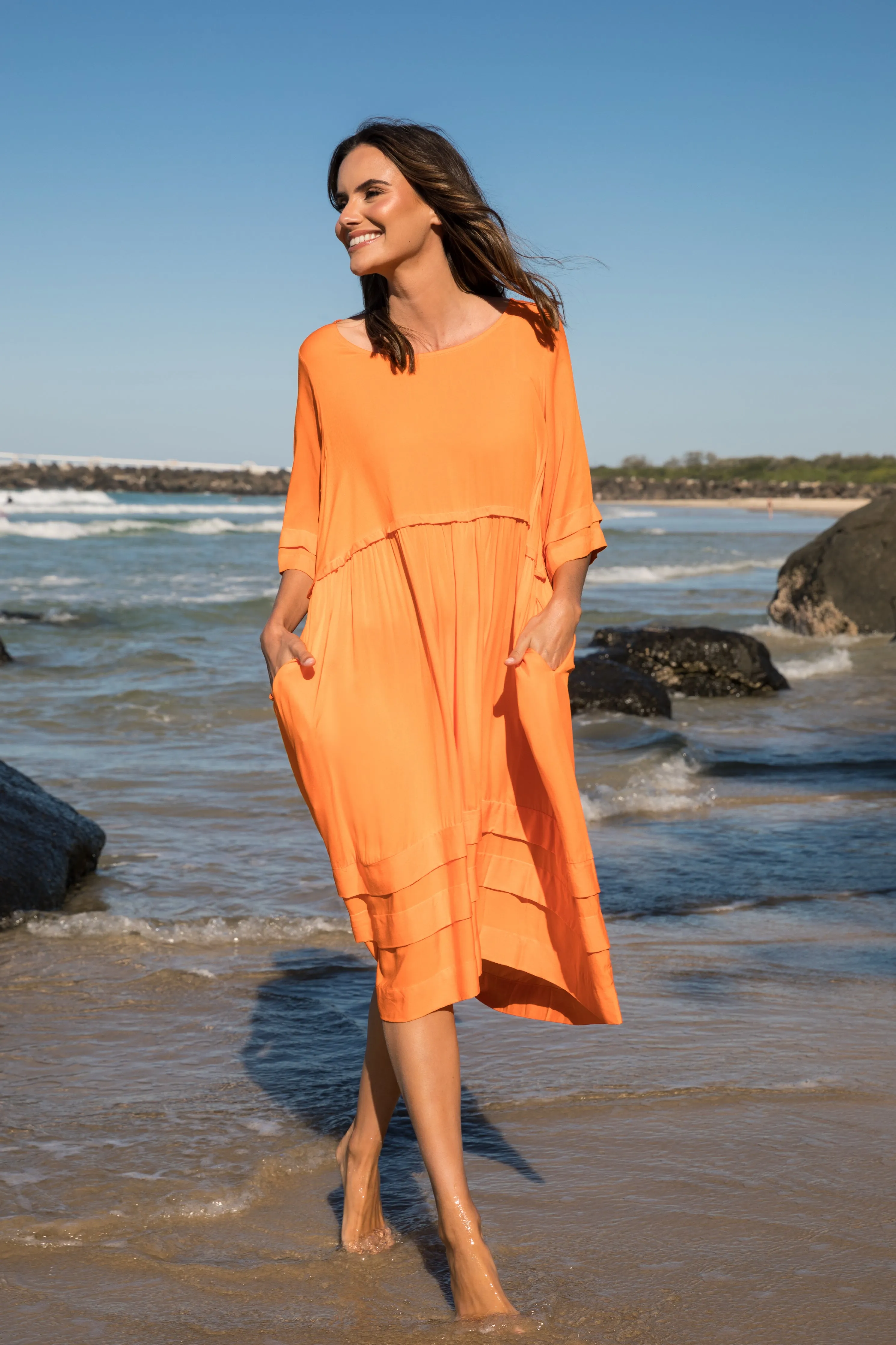 FINAL SALE Kingsley Dress in Tangelo Orange