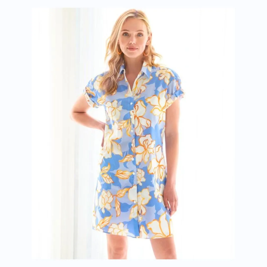 Floral Short Sleeve Camp Dress