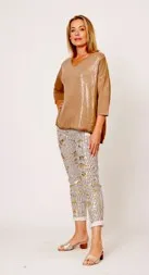 Foiled beige gold pants