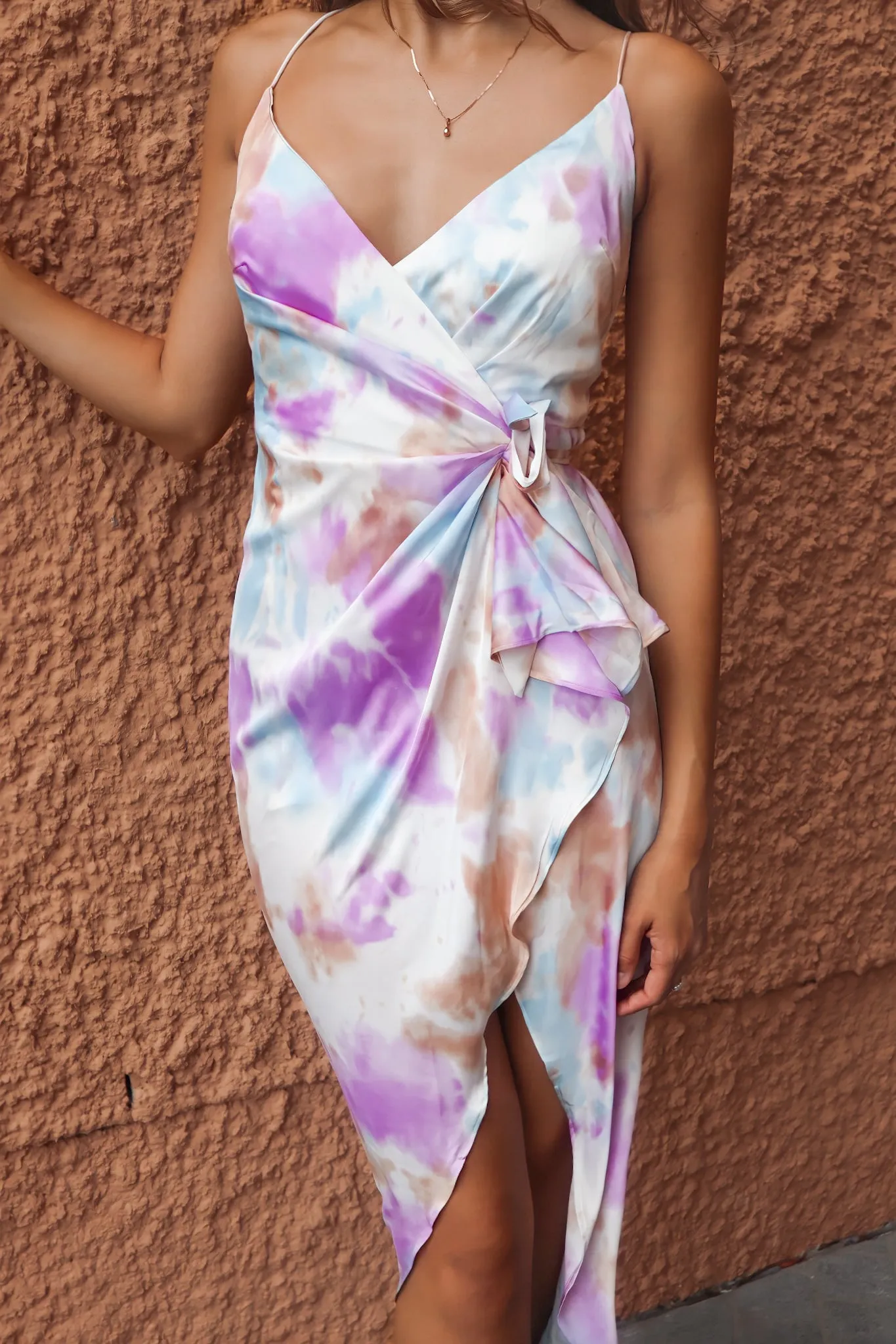 Gabriella Satin Midi - Purple Rainbow