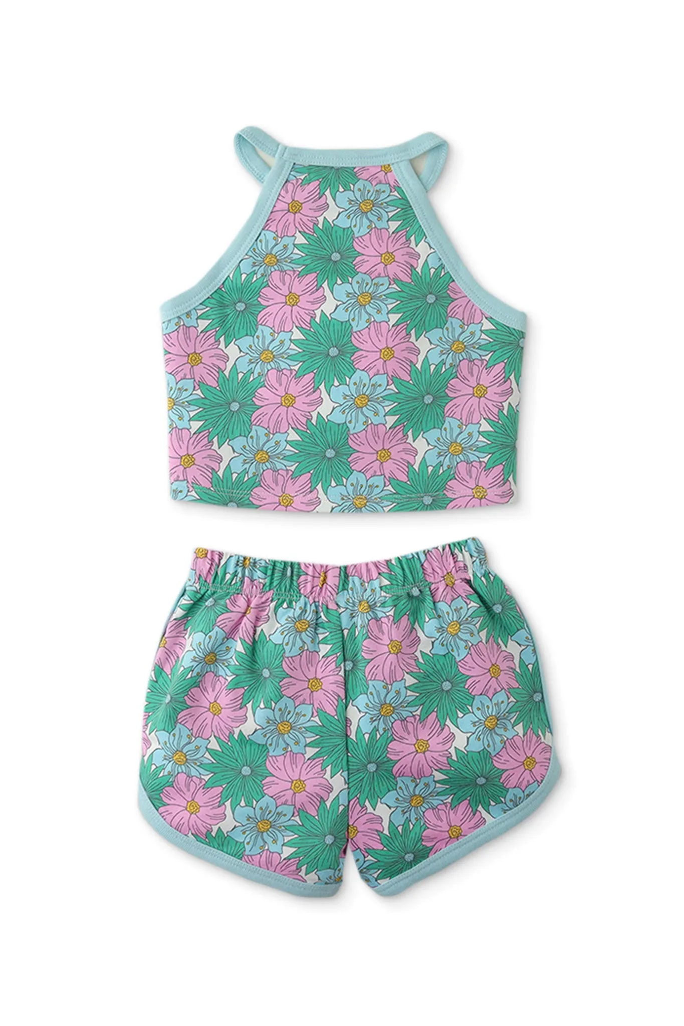 Gingersnaps Flower Print Halter Top and Shorts Set