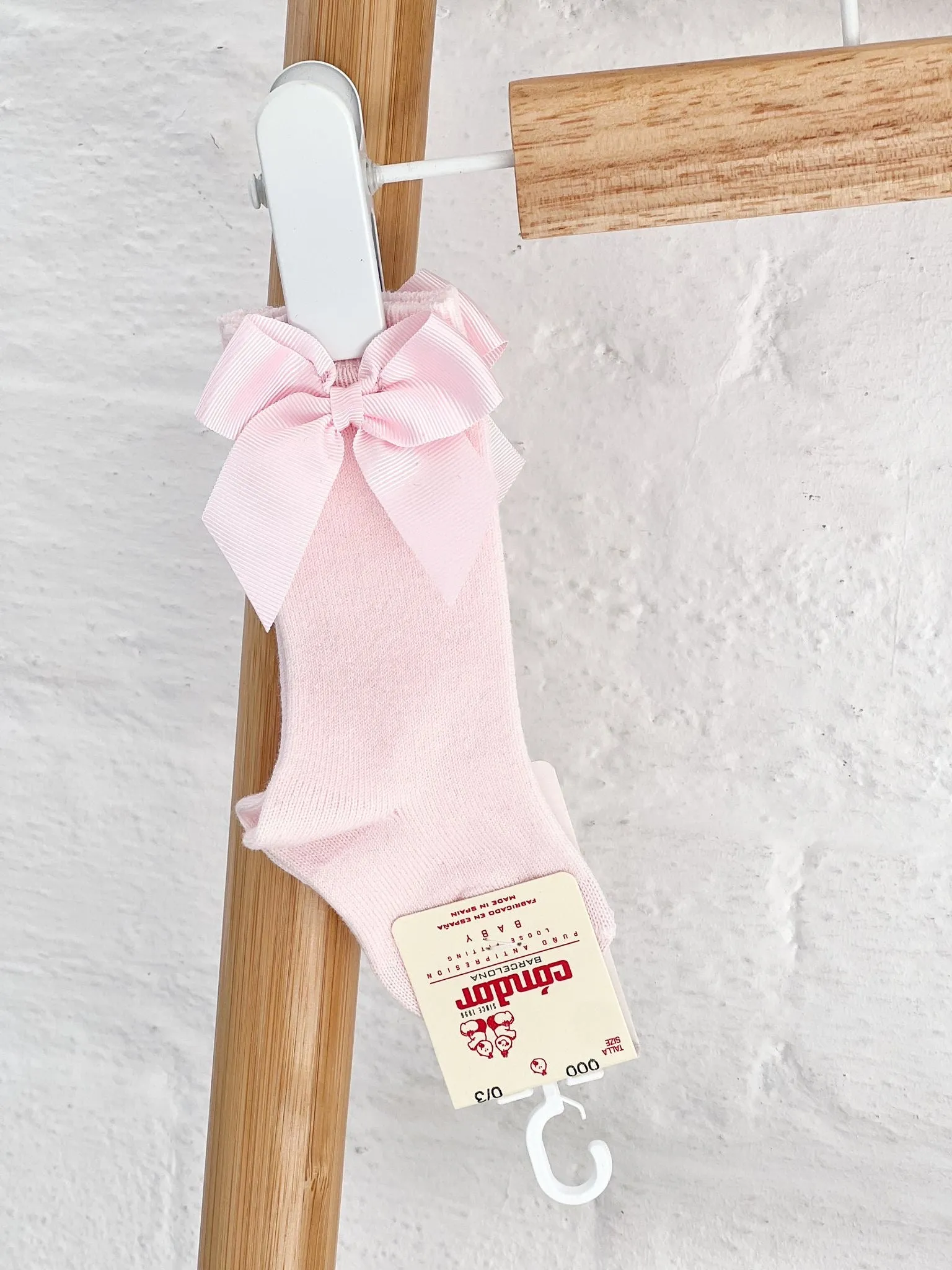 Girls Pink Knee High Condor Socks With Bow