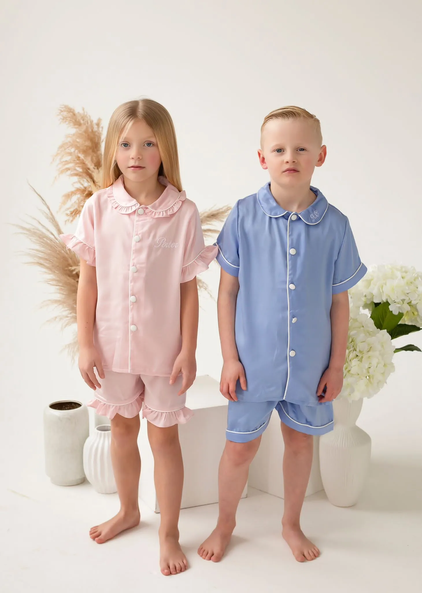 Girls Pink Pearl Short Sleeve and Leg Pyjamas