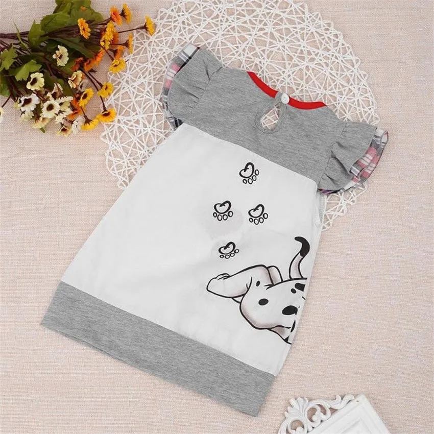 Girls Puppy Print Dress - ONLY 2 LEFT !!!