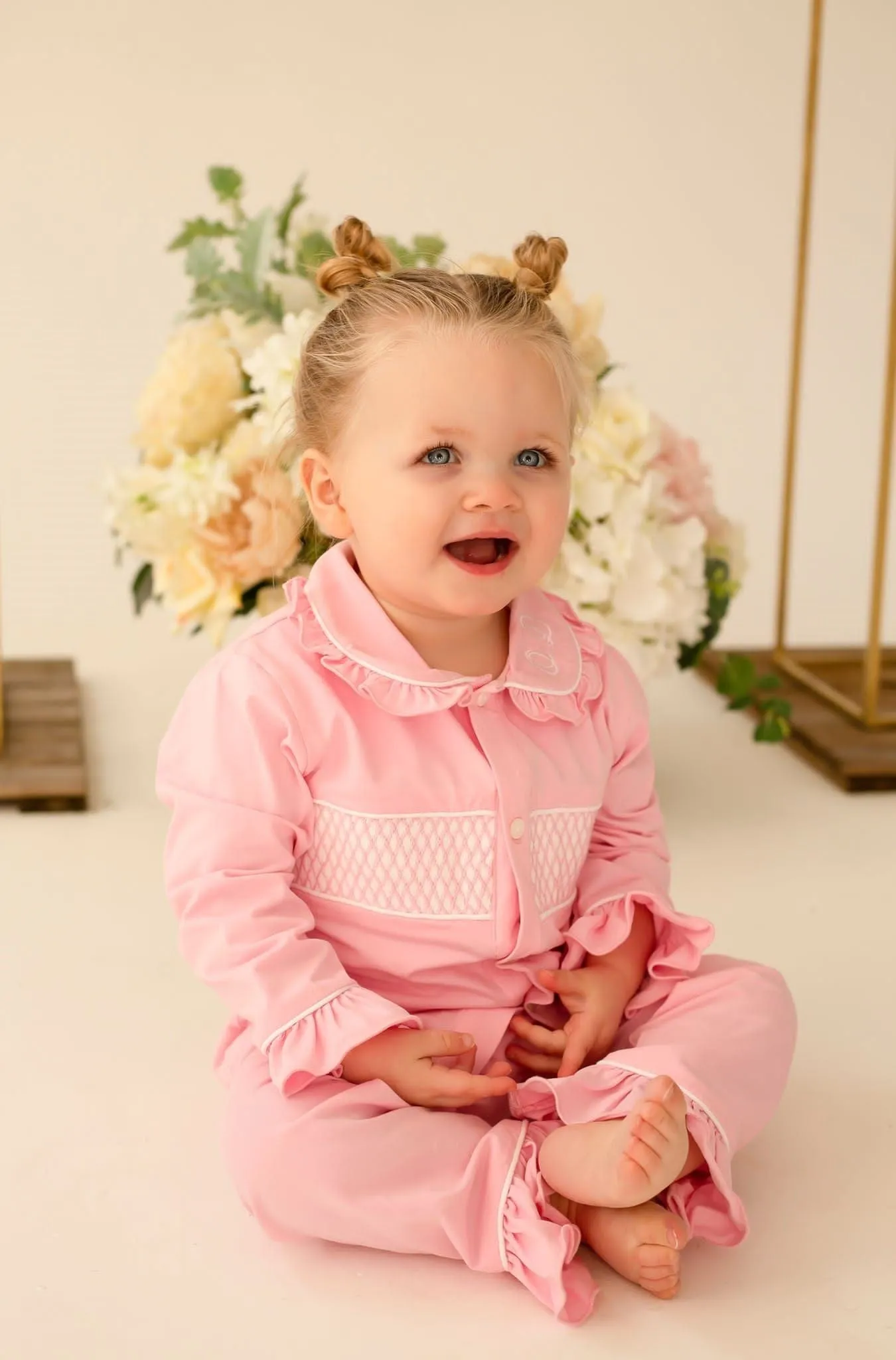 Girls Smocked Long Sleeve and Leg Pyjamas