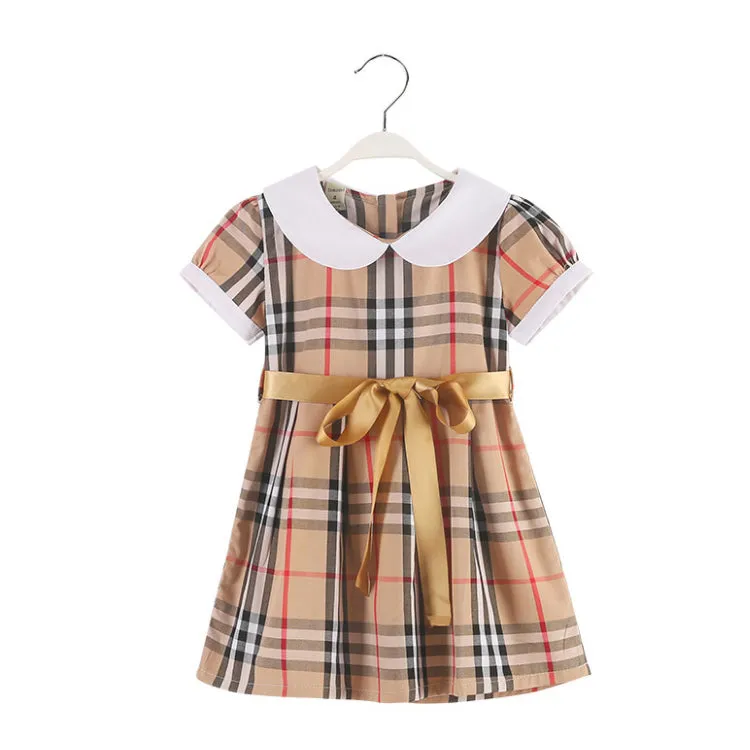 Girls Vintage Plaid Cotton Dress