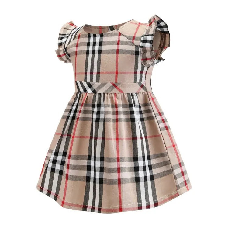 Girls Vintage Plaid Cotton Dress