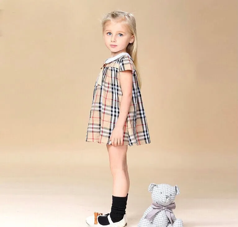 Girls Vintage Plaid Cotton Dress