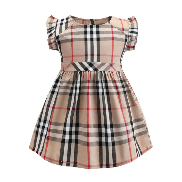 Girls Vintage Plaid Cotton Dress