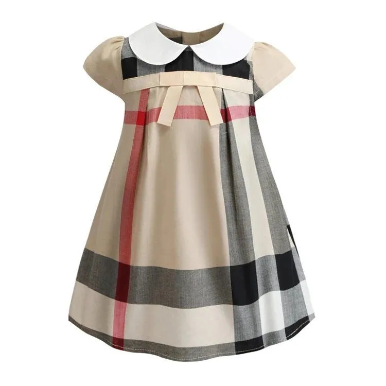 Girls Vintage Plaid Cotton Dress