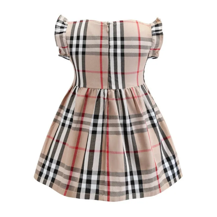 Girls Vintage Plaid Cotton Dress