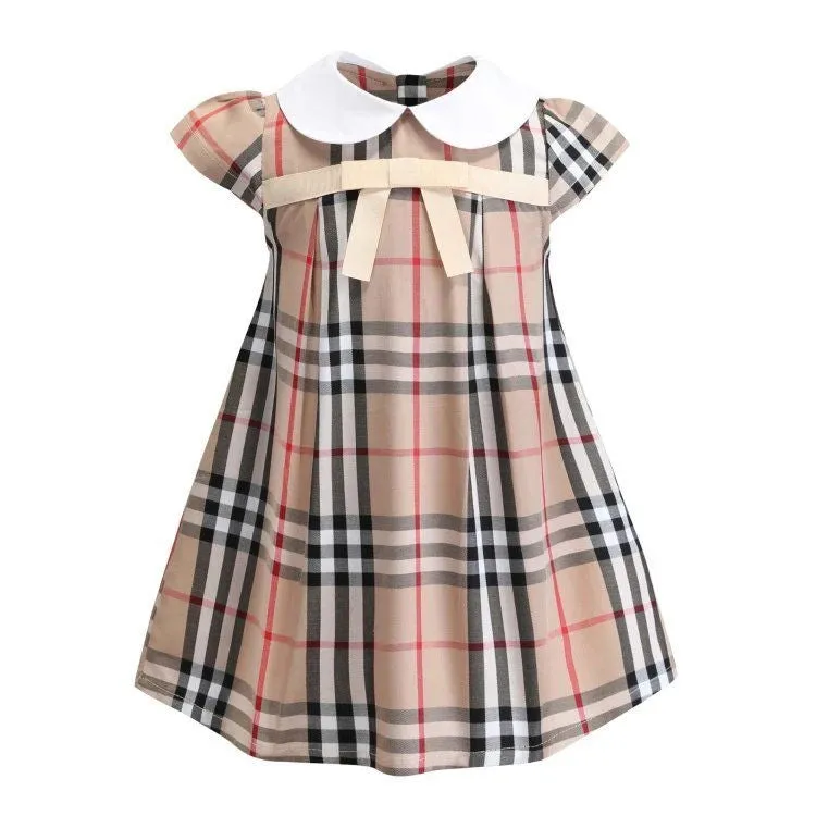 Girls Vintage Plaid Cotton Dress