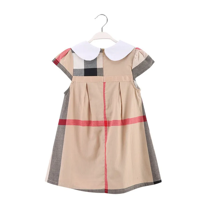 Girls Vintage Plaid Cotton Dress