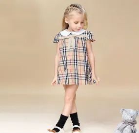 Girls Vintage Plaid Cotton Dress