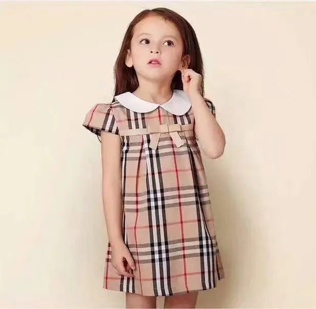 Girls Vintage Plaid Cotton Dress