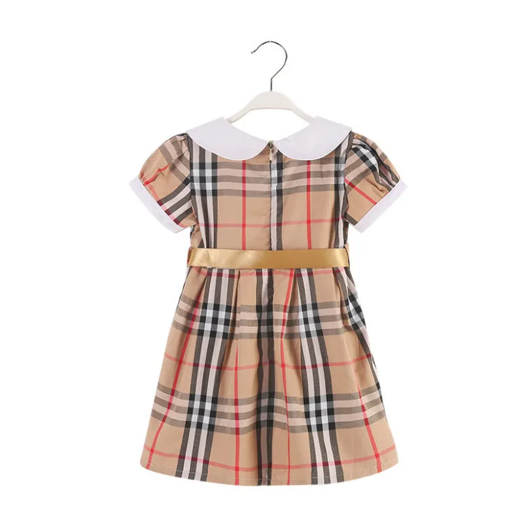 Girls Vintage Plaid Cotton Dress