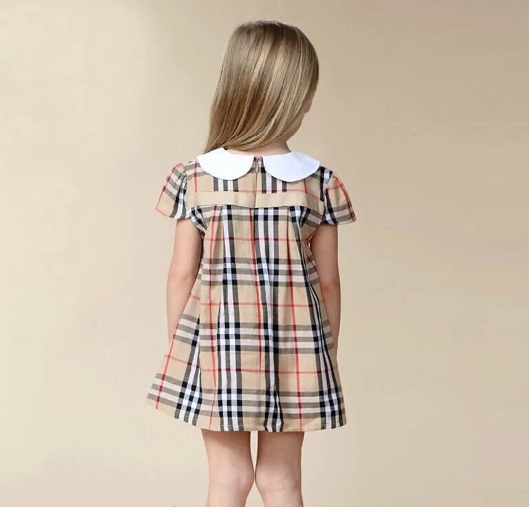 Girls Vintage Plaid Cotton Dress