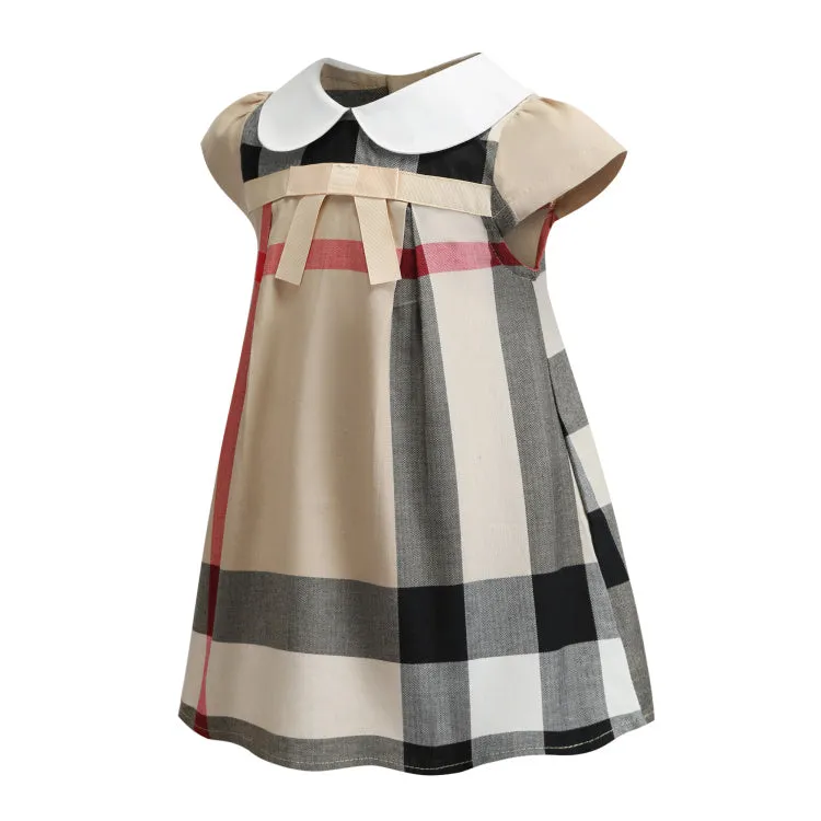 Girls Vintage Plaid Cotton Dress