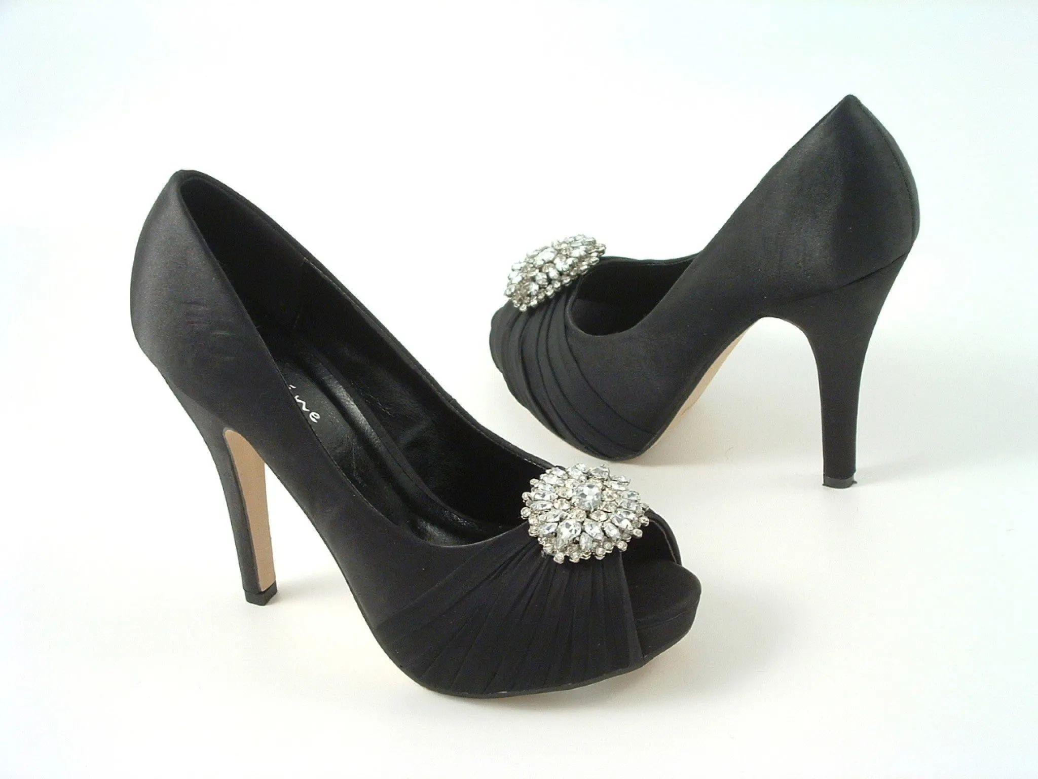 Glitz Shoes Ripley Sabatine Fee 888 Satin Peep Toe Platforms