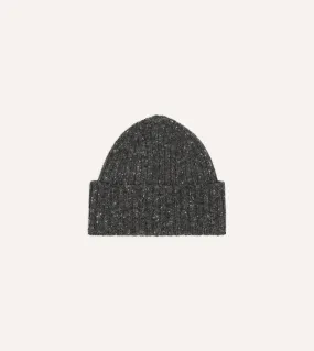 Grey Donegal Ribbed Merino Knit Cap