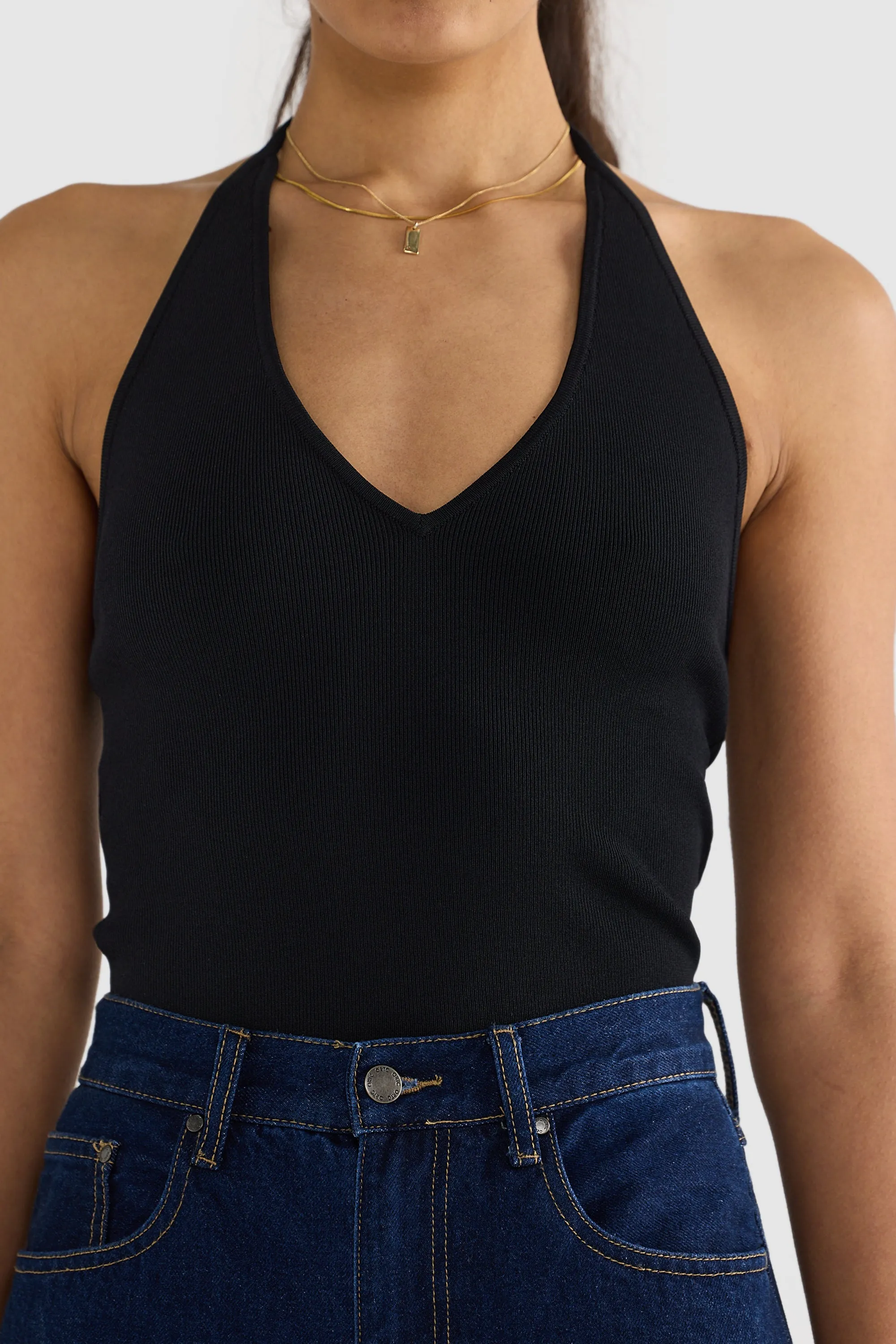 Hadley Halter Neck Knit Top Black