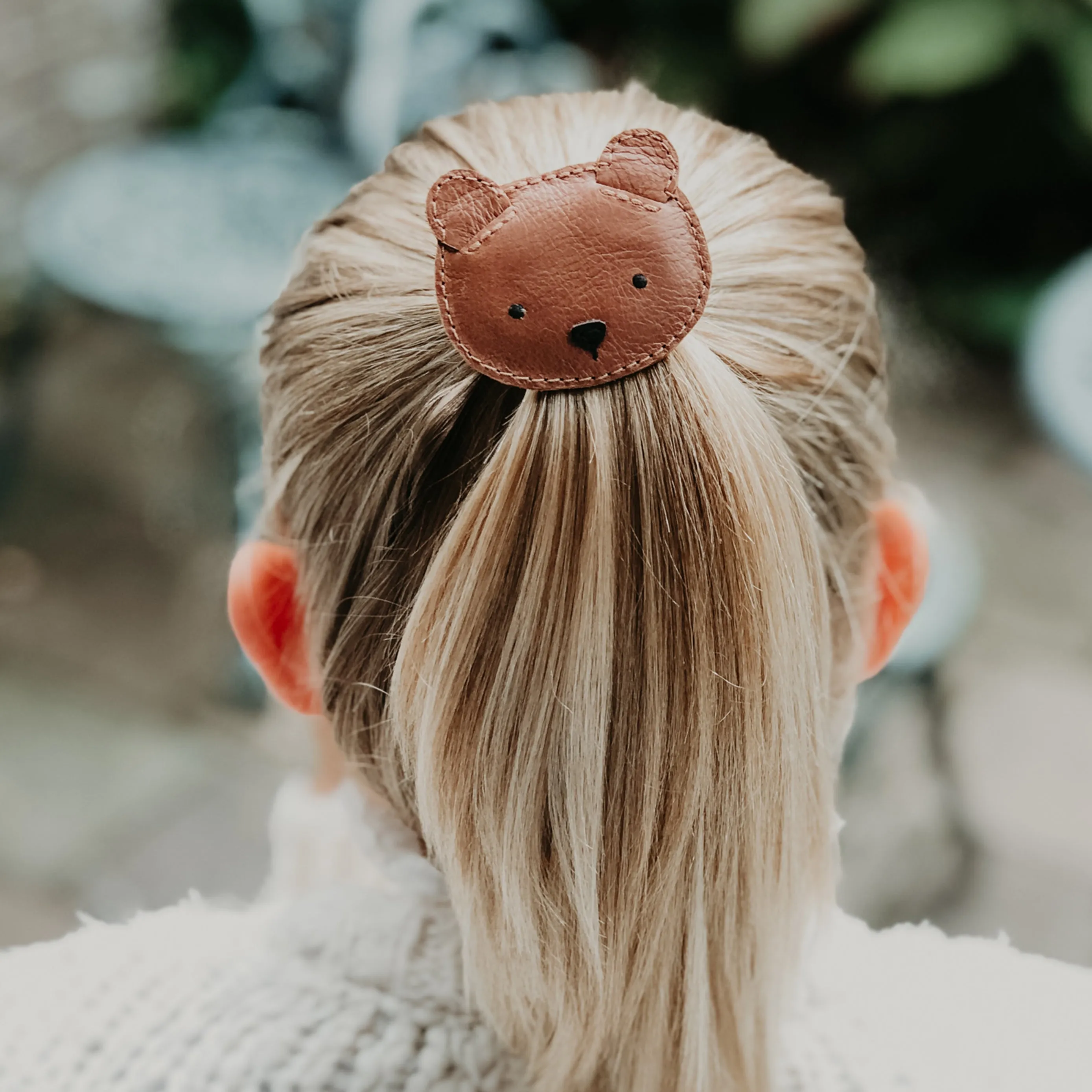 Josy Classic Hairclip | Bear | Cognac Classic Leather