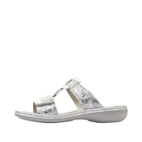 Ladies Rieker Slip On Mules Slider Silver Hook & Loop Straps 659X6-80 sale