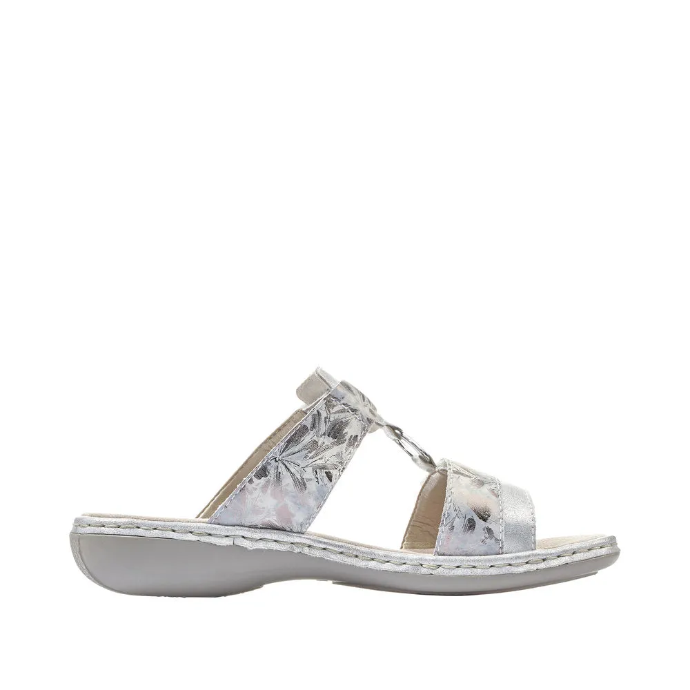 Ladies Rieker Slip On Mules Slider Silver Hook & Loop Straps 659X6-80 sale