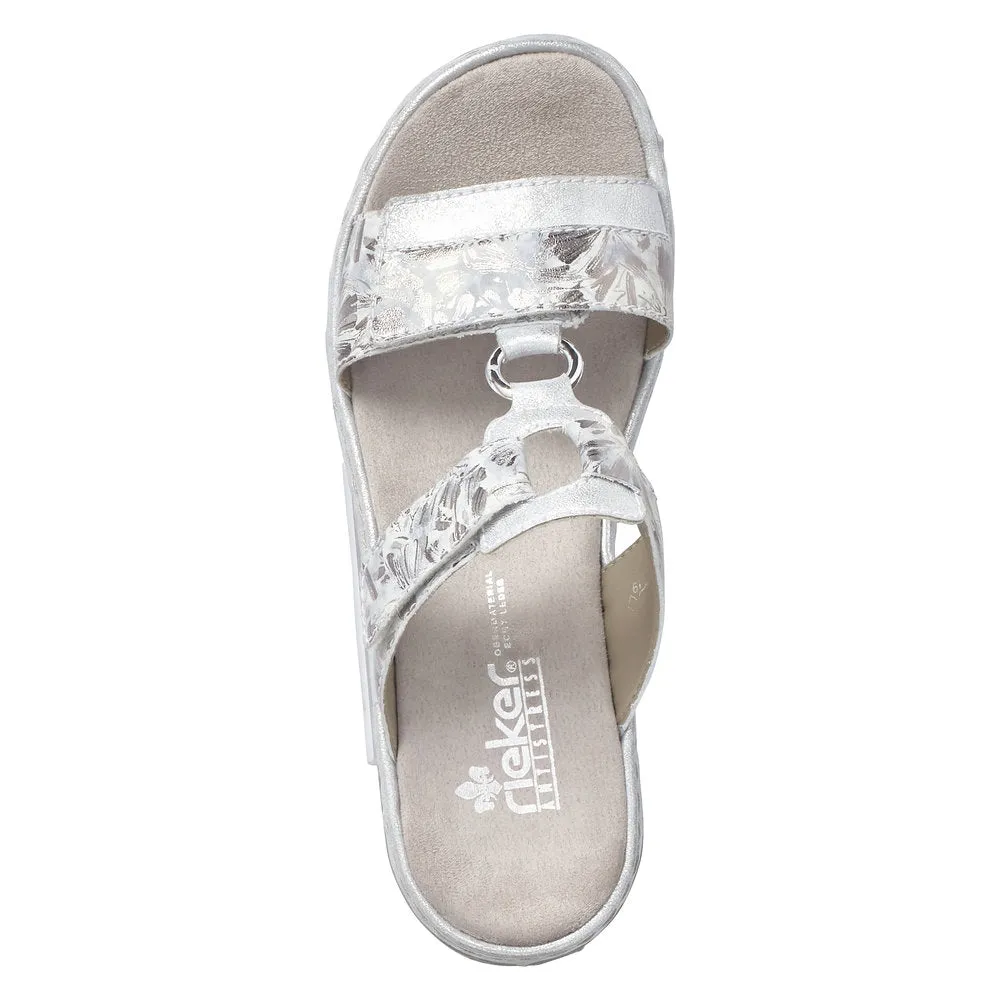 Ladies Rieker Slip On Mules Slider Silver Hook & Loop Straps 659X6-80 sale