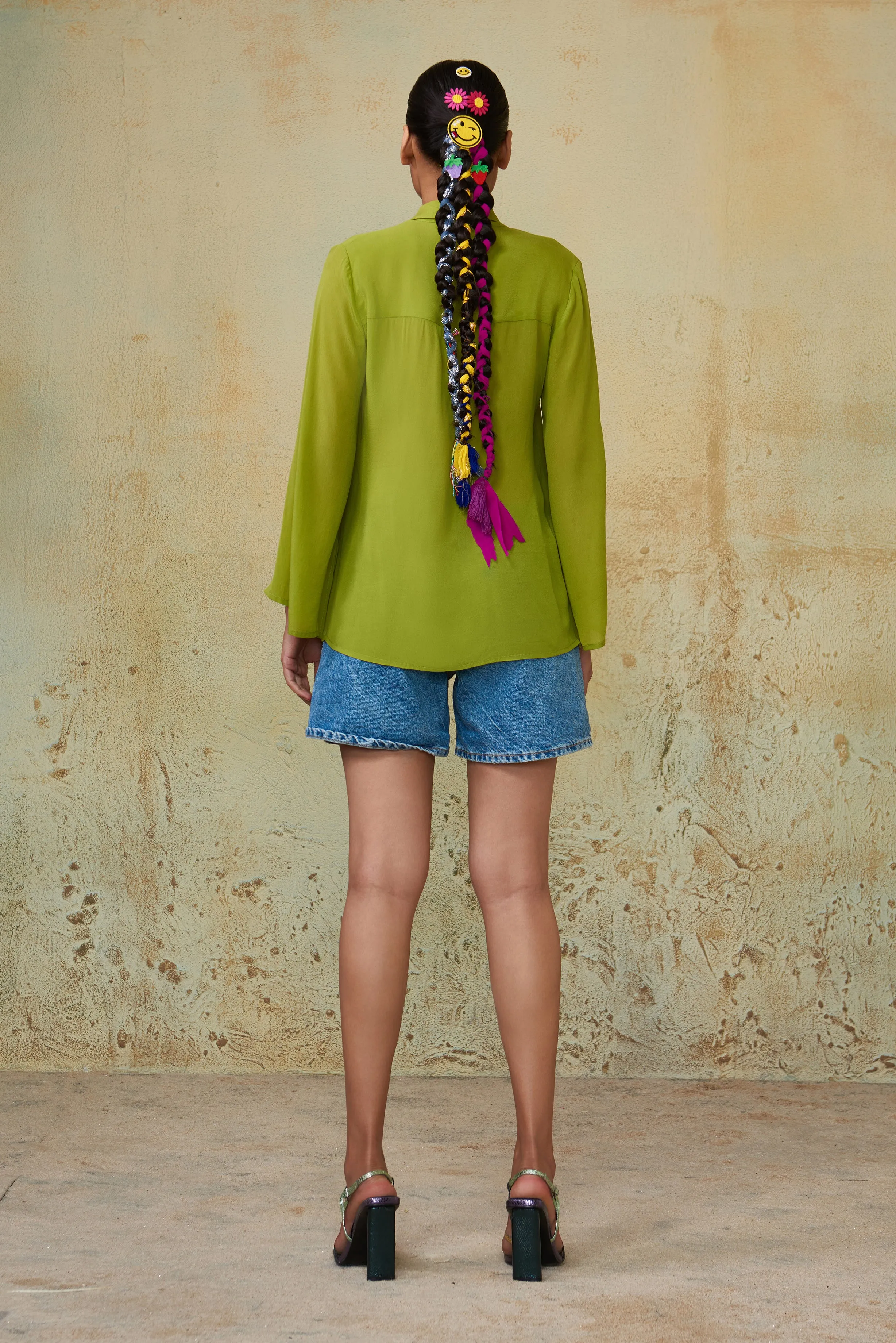 Lime Green Embellished Shirt