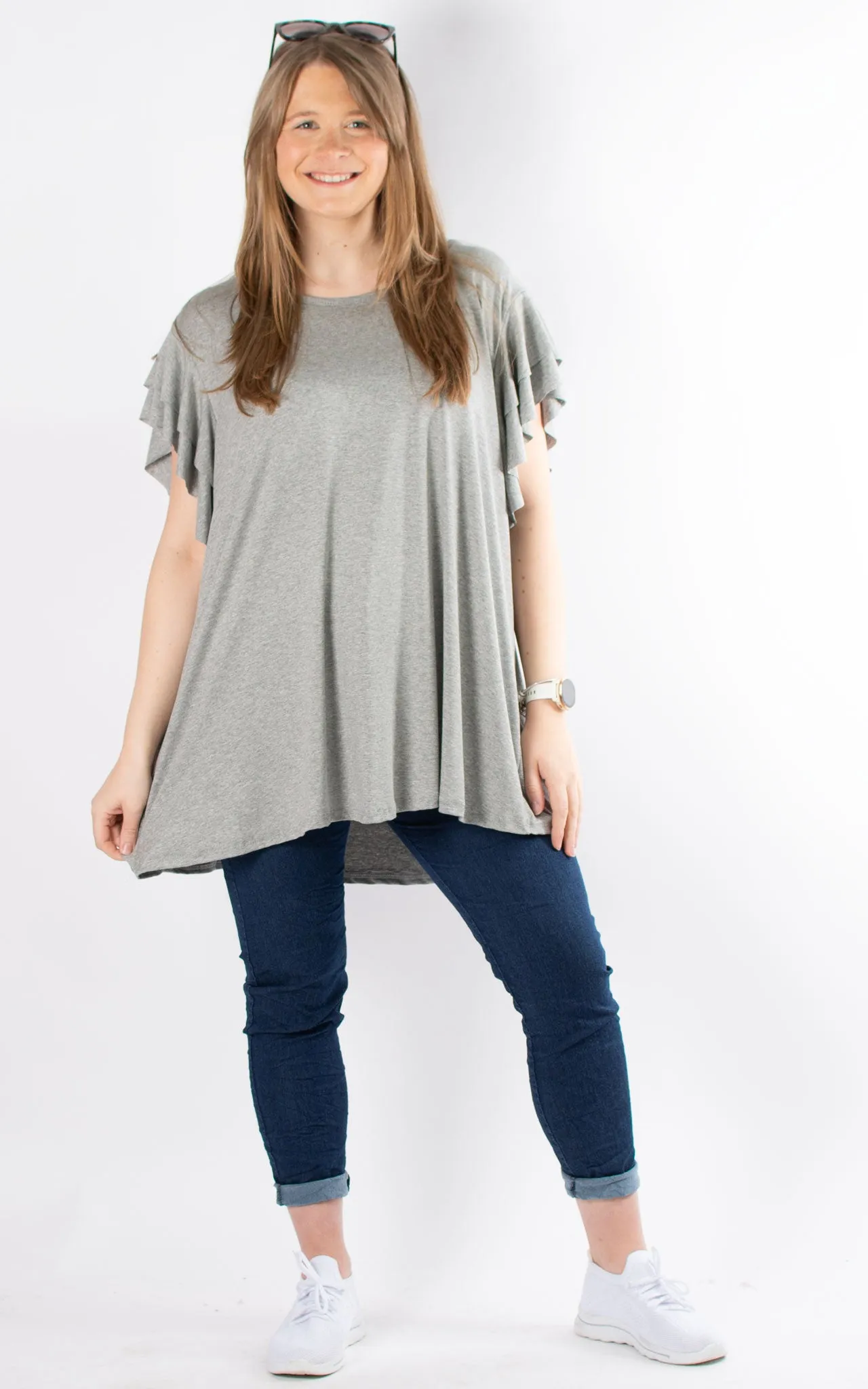 Millie Frill T-Shirt | Light Grey