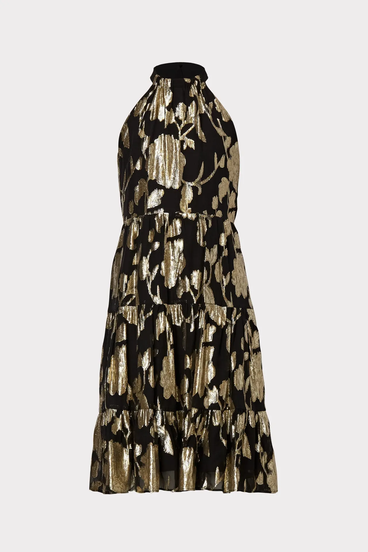 Milly Minis Metallic Floral Halter Dress