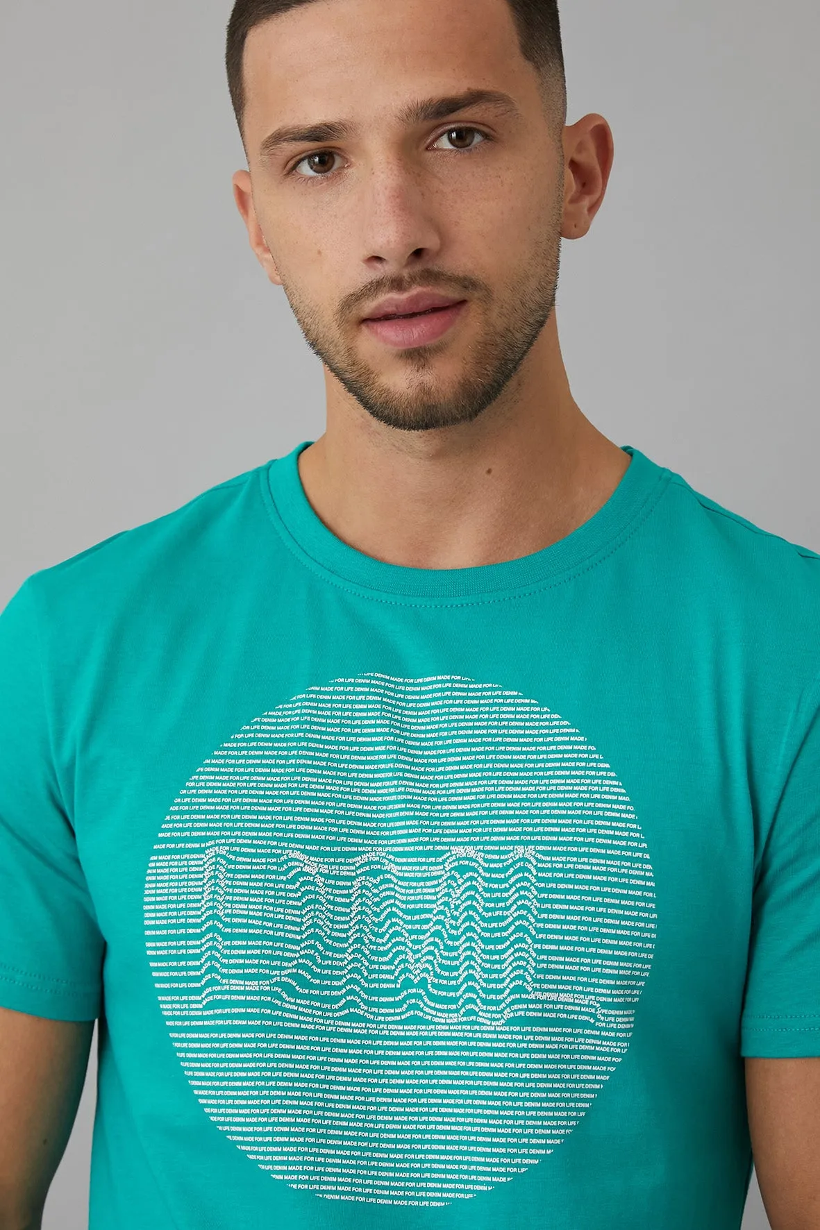 Milo Printed crew neck t-shirt in Jade